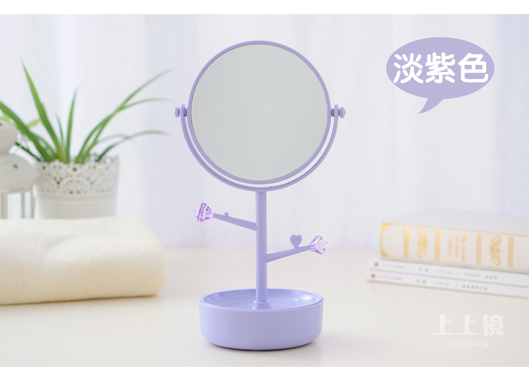 多功能首饰盒台式化妆镜桌面高清大号收纳置物双面梳妆公主美容镜详情图9