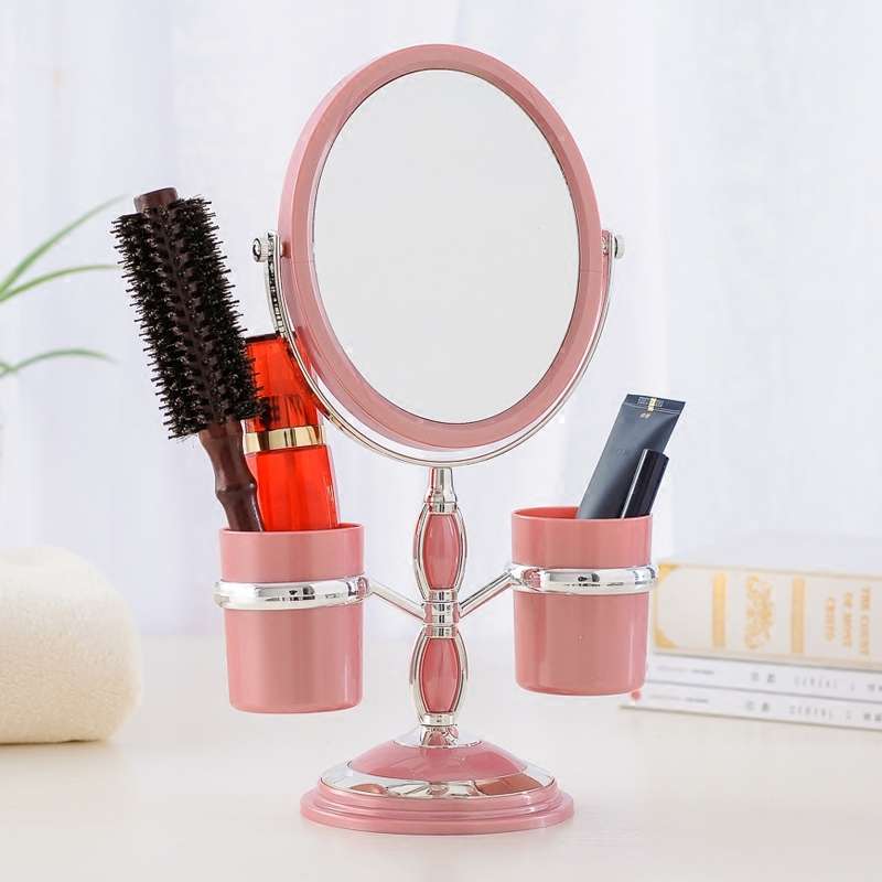 European Desktop Makeup Mirror Storage Box Storage Mirror Double Side Dressing 3 Times Magnification Portable Wedding Princess Table Mirror details Picture