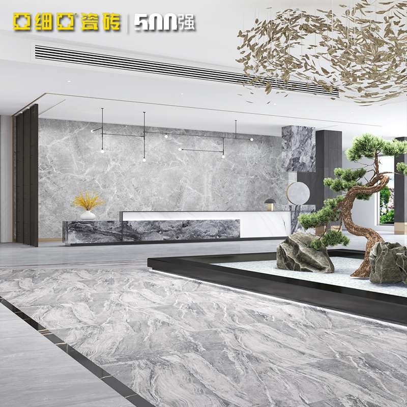 Asia Tile living room floor tile large slab 1600X3200 Marble tile Italian Paso High Grey details Picture