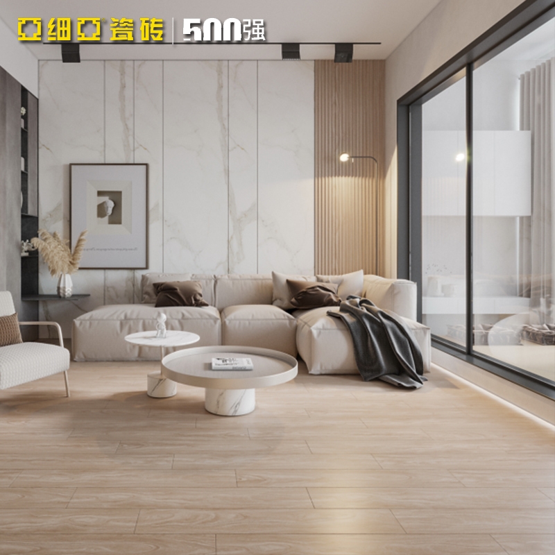 Asia Ceramic tiles for living room and bathroom floor tiles with wood grain of 150*900, solid wood texture, 0 formaldehyde, birch wood Specification image