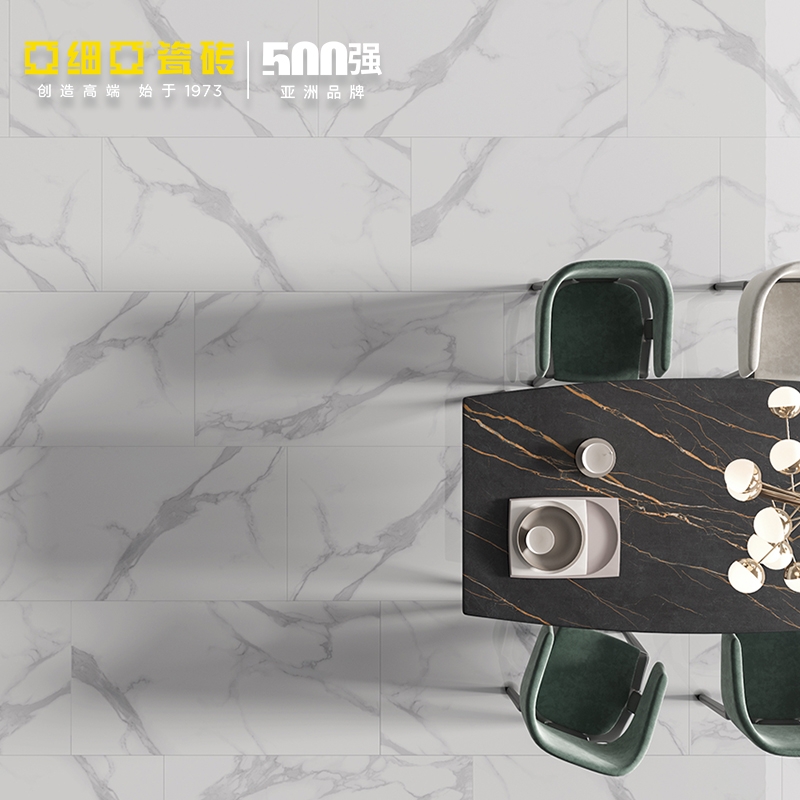 亚细亚瓷砖客厅卫生间地板砖白色雅典鱼肚白1500*750大理石瓷砖细节图