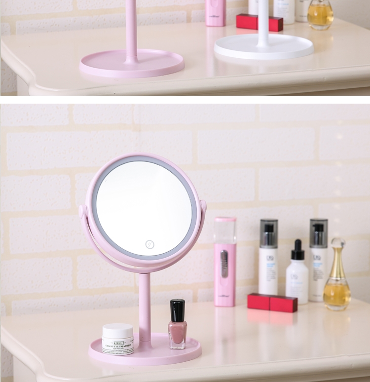 led化妆镜子带灯书桌面台式宿舍简约学生少女心公主补光梳妆镜详情图6