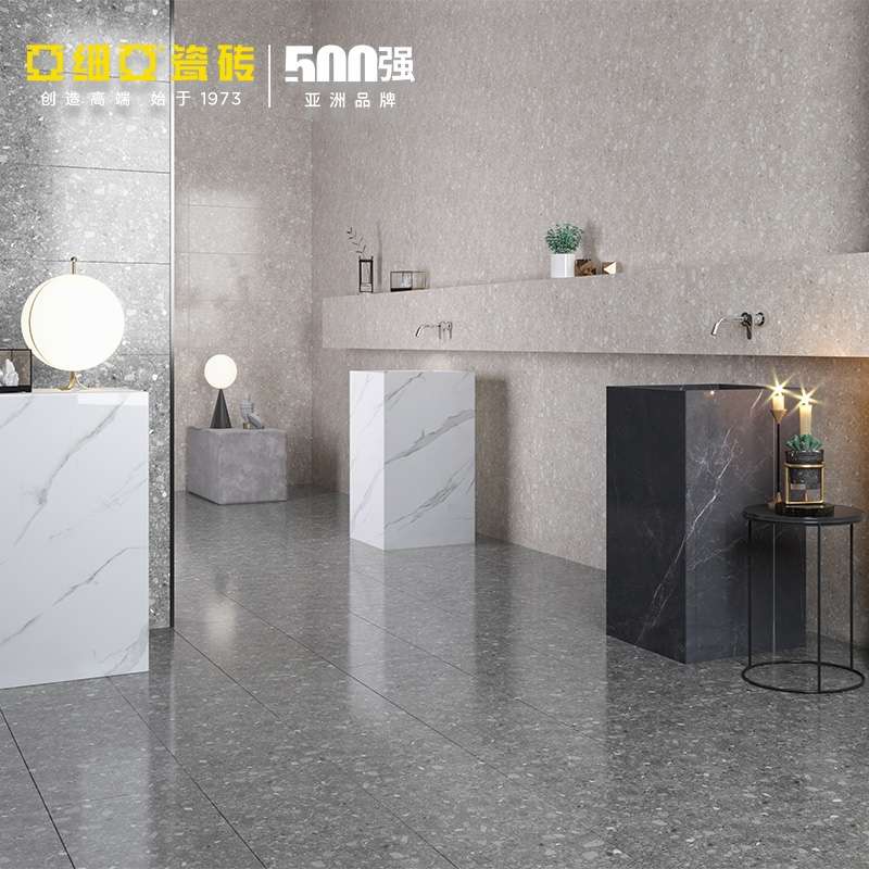 Asia Tiles for the living room, bathroom and washroom, grey 300X800 negative ion tiles, terrazzo details Picture