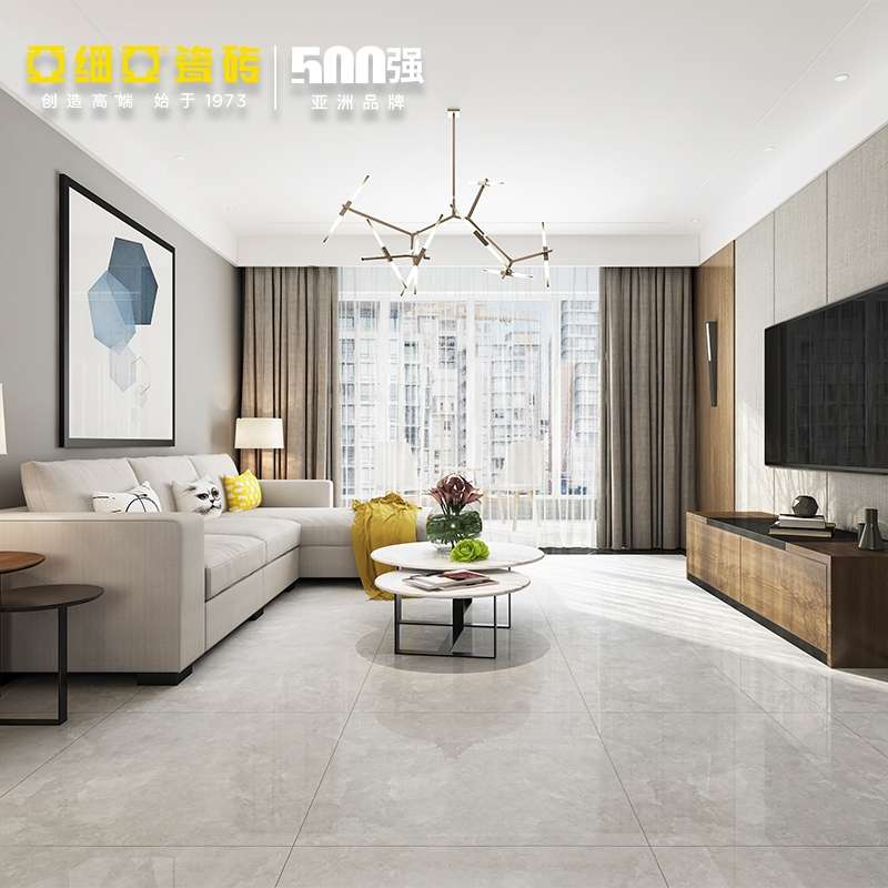 亚细亚瓷砖客厅卫生间厕所地板砖灰色800X800大理石瓷砖波斯雅灰