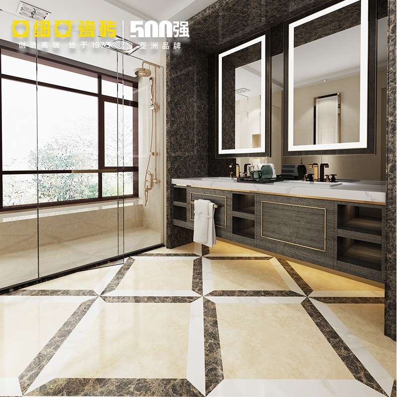 亚细亚瓷砖客厅卫生间厕所地板砖黄色800X800大理石瓷砖海神米黄产品图