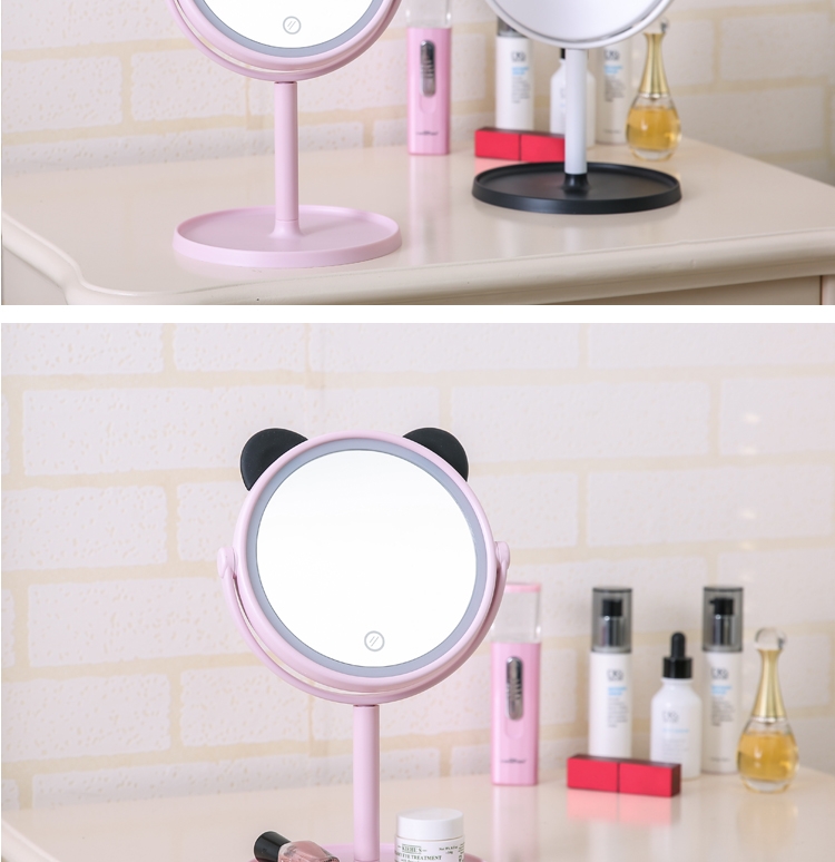 Led Makeup Mirror With Light Fill Desktop Desktop Student Dormitory Makeup Mirror Folding Internet Celebrity Girl Princess Mirror undefined