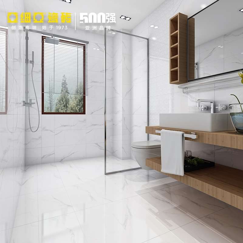 The floor tiles for the living room, kitchen and bathroom in Asia are 300X600 white, and the marble is Italian snowflake white Specification image