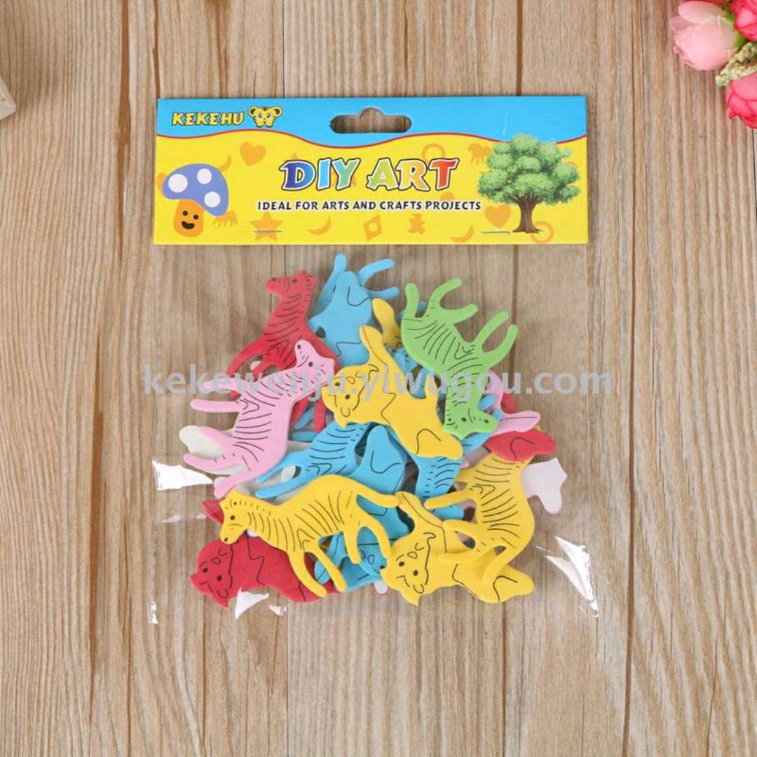 EVA wall stickers are used for the wall decoration of the kindergarten classroom environment, featuring digital animal smiling faces Specification image