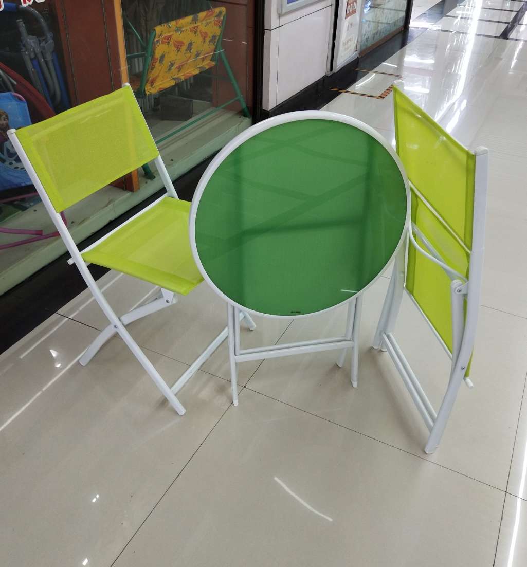 玻璃桌椅折叠三件套户外桌椅组合休闲阳台室外三件套现货产品图