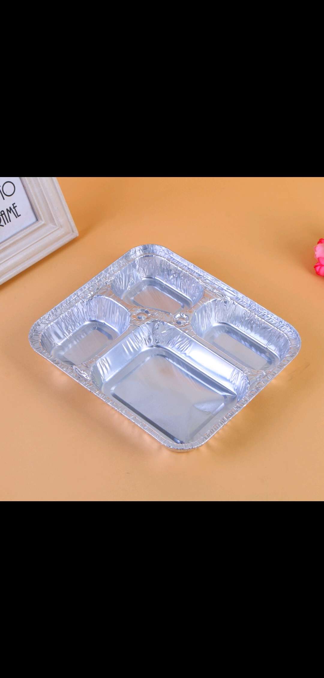 厂家直销 铝箔容器铝箔4格快餐盒 242*210*40mm