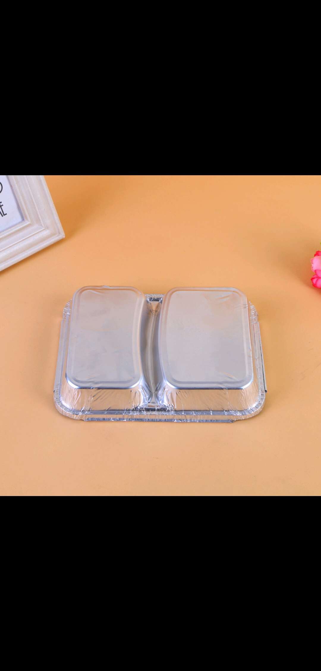 厂家直销 铝箔容器方形铝箔2格饭盒 230*180*40mm