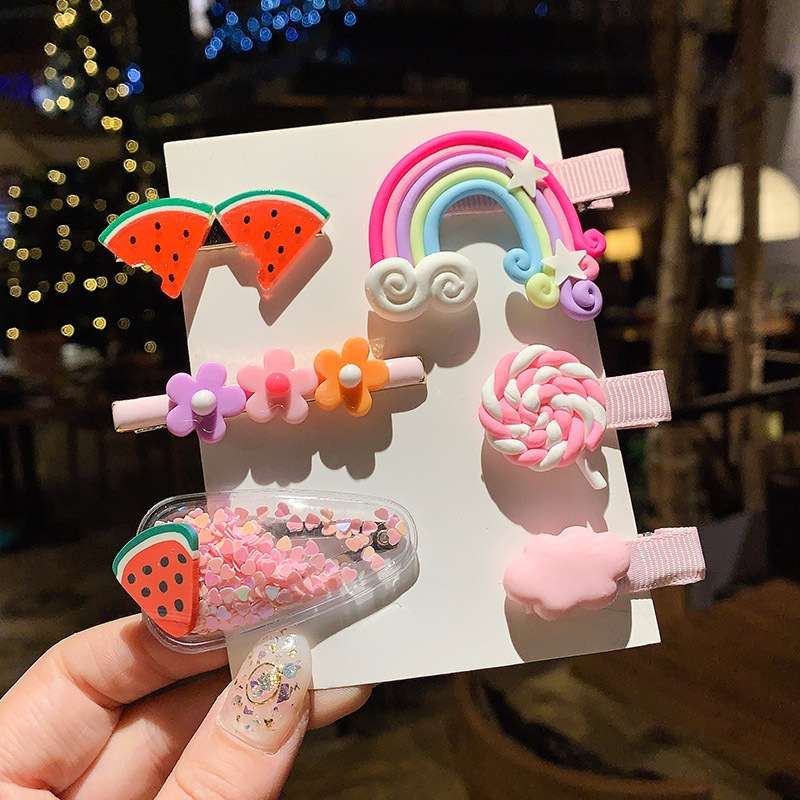 Korean children's hair accessories, bb clips for girls that won't damage hair, bangs clips for girls, anti-rust large hair clips and headwear set details Picture