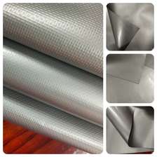 银灰色PVC夹网布，箱包布,色彩纹路清晰，精品耐用