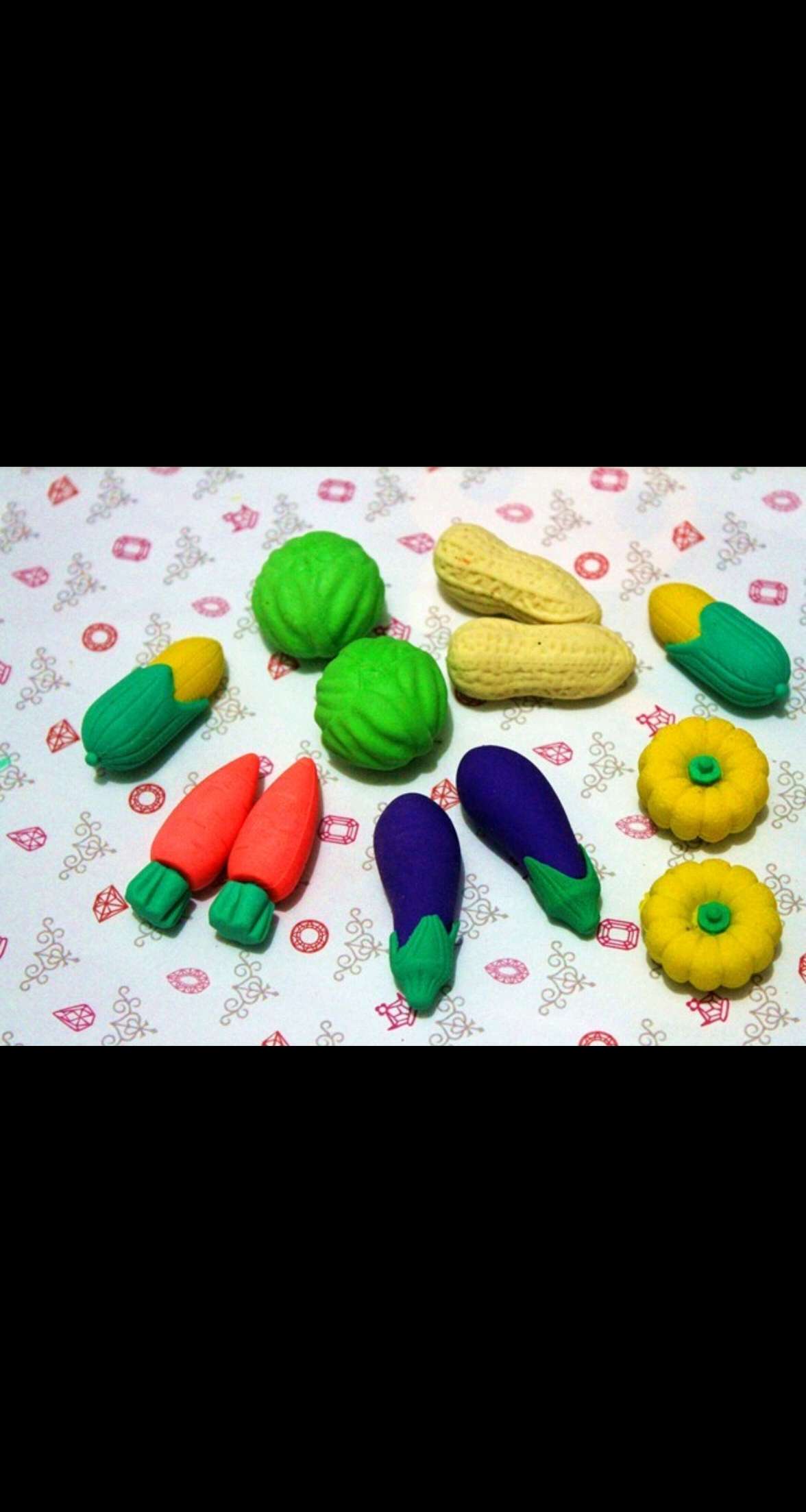 Mini-shaped erasers, vegetable erasers