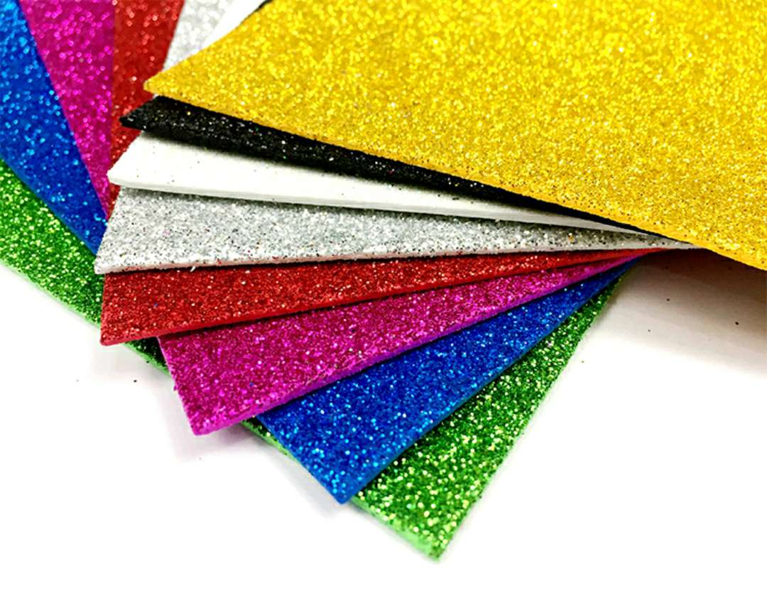 DIY children's DIY colorful glittering self-adhesive foam sheet sprinkled with gold powder EVA