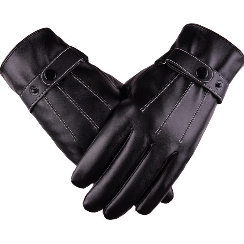 Winter gloves with velvet leather, cycling kitchen gloves for men, Korean version for women, cycling cotton, cute, winter finger connection details Picture