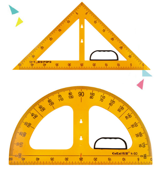 N0：K.一50一45教学量角器，三角板，适用于老师和学生绘图用的