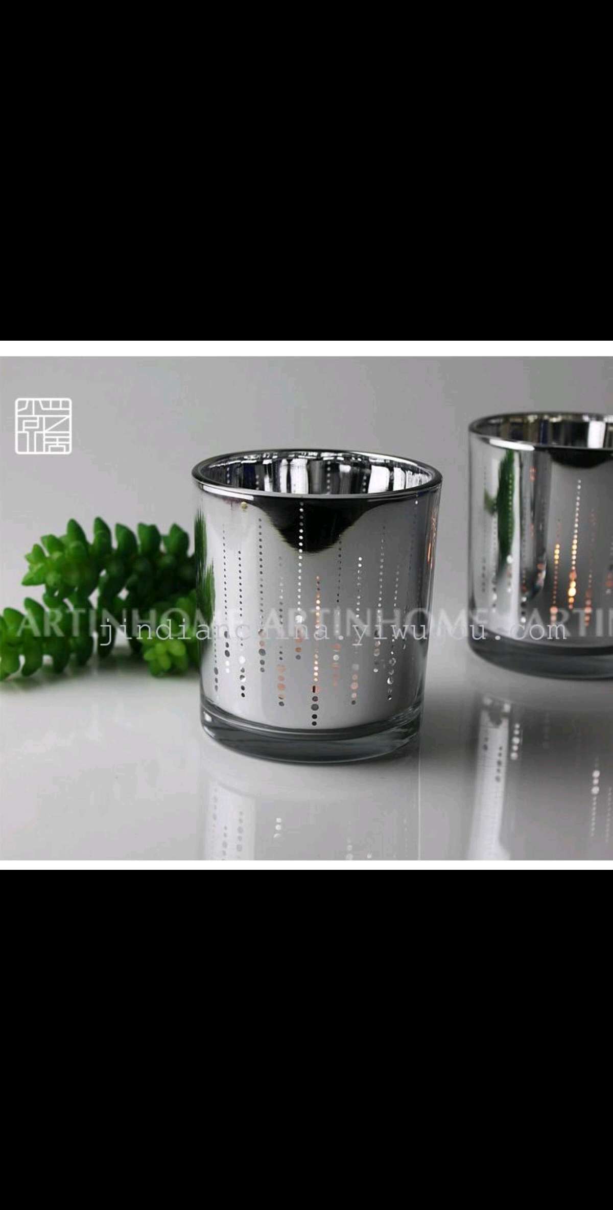 圣诞简约创意电镀圆点玻璃烛台 酒吧西餐厅烛光晚餐蜡烛杯摆件