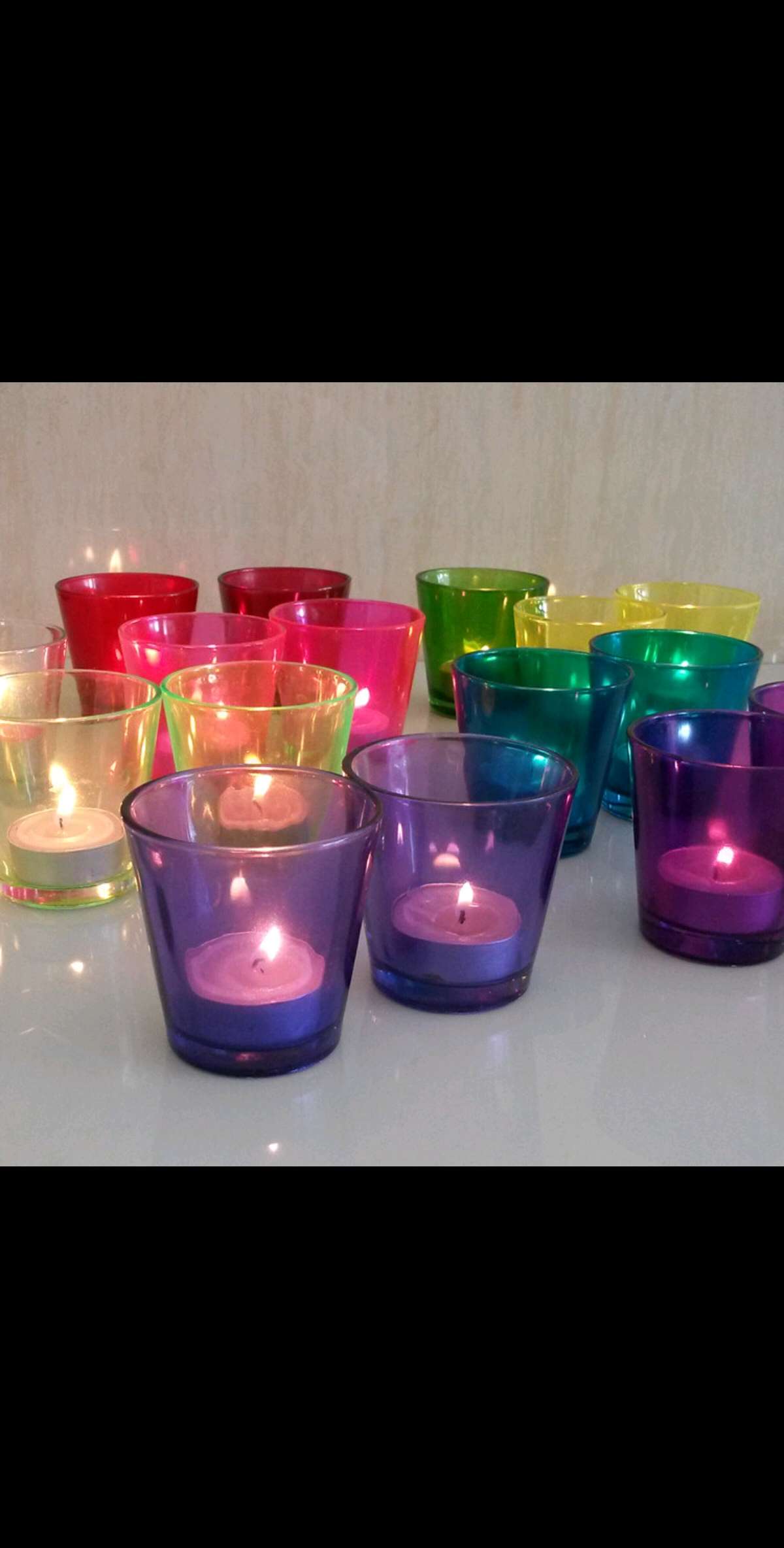 9304杯 彩色杯 玻璃蜡烛台 透明玻璃烛台 欧式防风烛台产品图