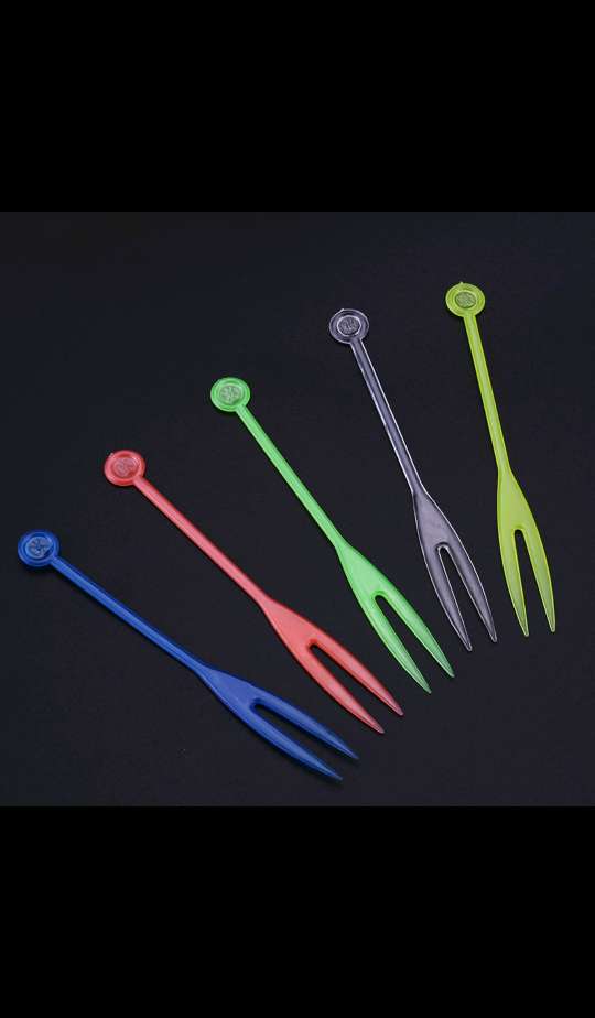 一次性塑料叉子 酒店KTV水果叉400只一包  塑料叉勺