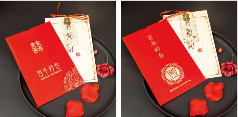 中式红色结婚/简约婚宴喜帖/工厂直销细节图