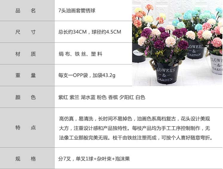 Factory direct sales of 7-head oil painting tubular hydrangeas from Huaxida details Picture