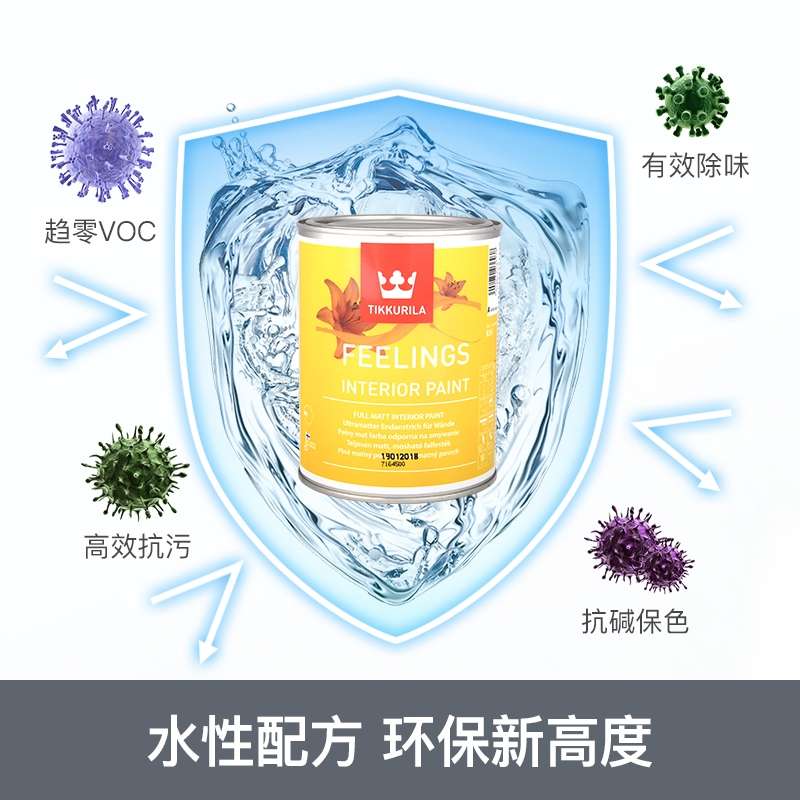 TIKKURILA Paint, all-in-one interior wall paint, latex paint, interior home paint, refurbished finish paint (coral powder) Specification drawing