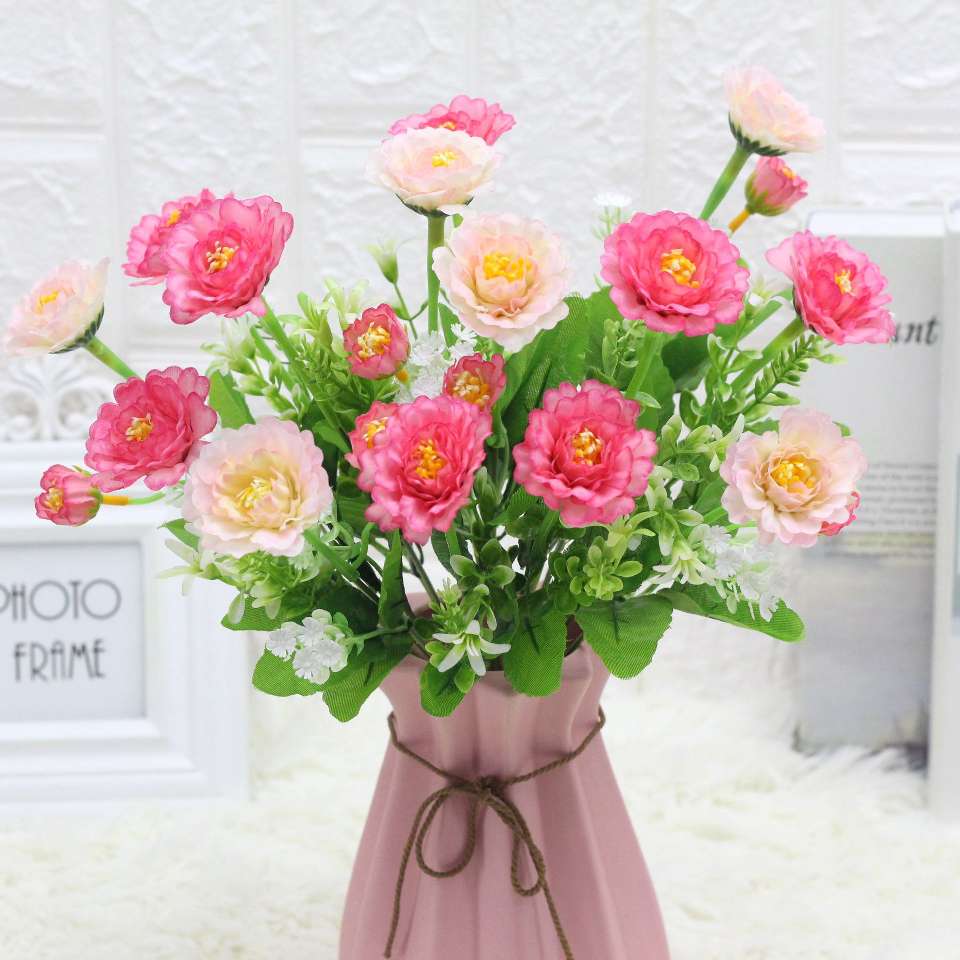 Factory wholesale of artificial peonies, paeonias, silk flowers, bouquets, wedding hand-held bouquets, home decoration, table ornaments, 7-head peonies from Xida Item Picture