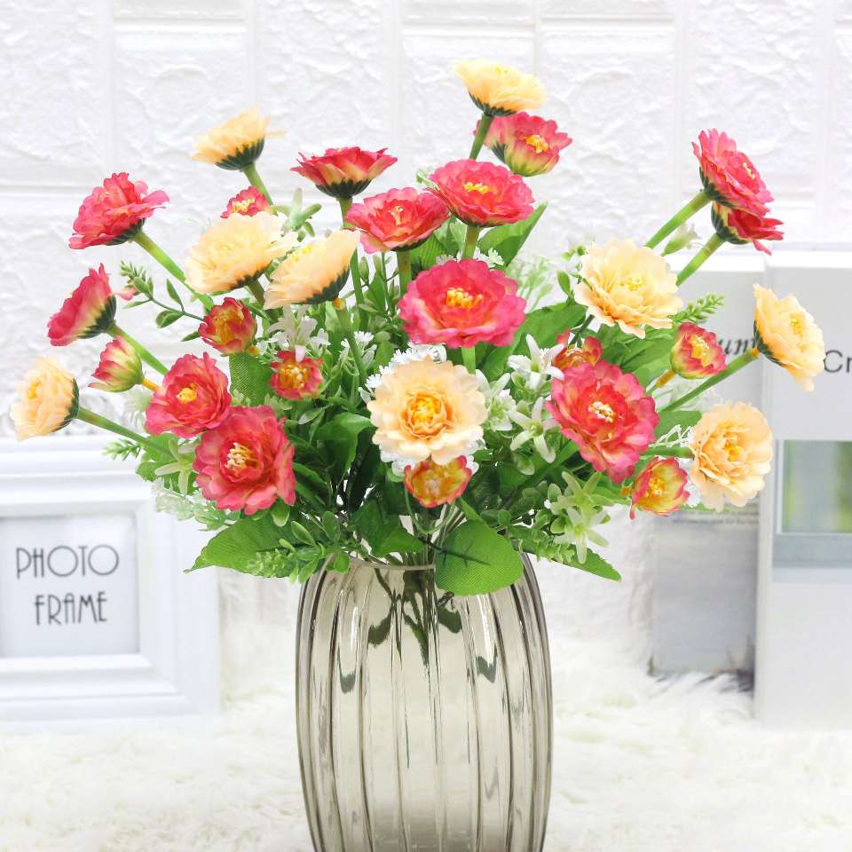 Factory wholesale of artificial peonies, paeonias, silk flowers, bouquets, wedding hand-held bouquets, home decoration, table ornaments, 7-head peonies from Xida undefined