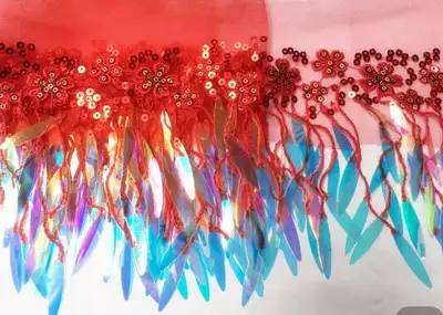 White Red Treasure Blue Black Small Flowers Embroidered Sequin Tree Leaf Lace Dress Sequin Lace Accessories