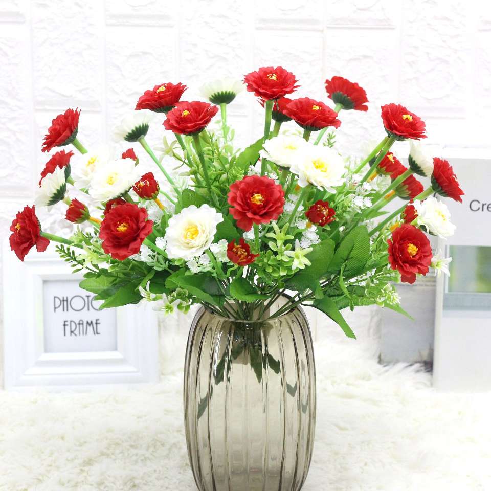 Factory wholesale of artificial peonies, paeonias, silk flowers, bouquets, wedding hand-held bouquets, home decoration, table ornaments, 7-head peonies from Xida Specification image