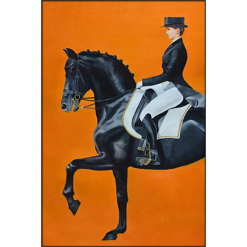 Modern Porch Decorative Painting Light Luxury Soft Decoration Mural Orange British Style Restaurant Horse Hanging Painting Nordic Style Living Room Oil Painting Item Picture