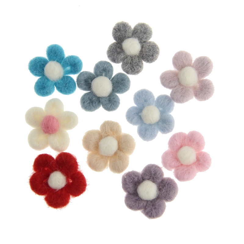 Wool felt small flower hair accessory, handcrafted three-dimensional flower DIY material, Christmas bouquet decoration, click and play Specification image