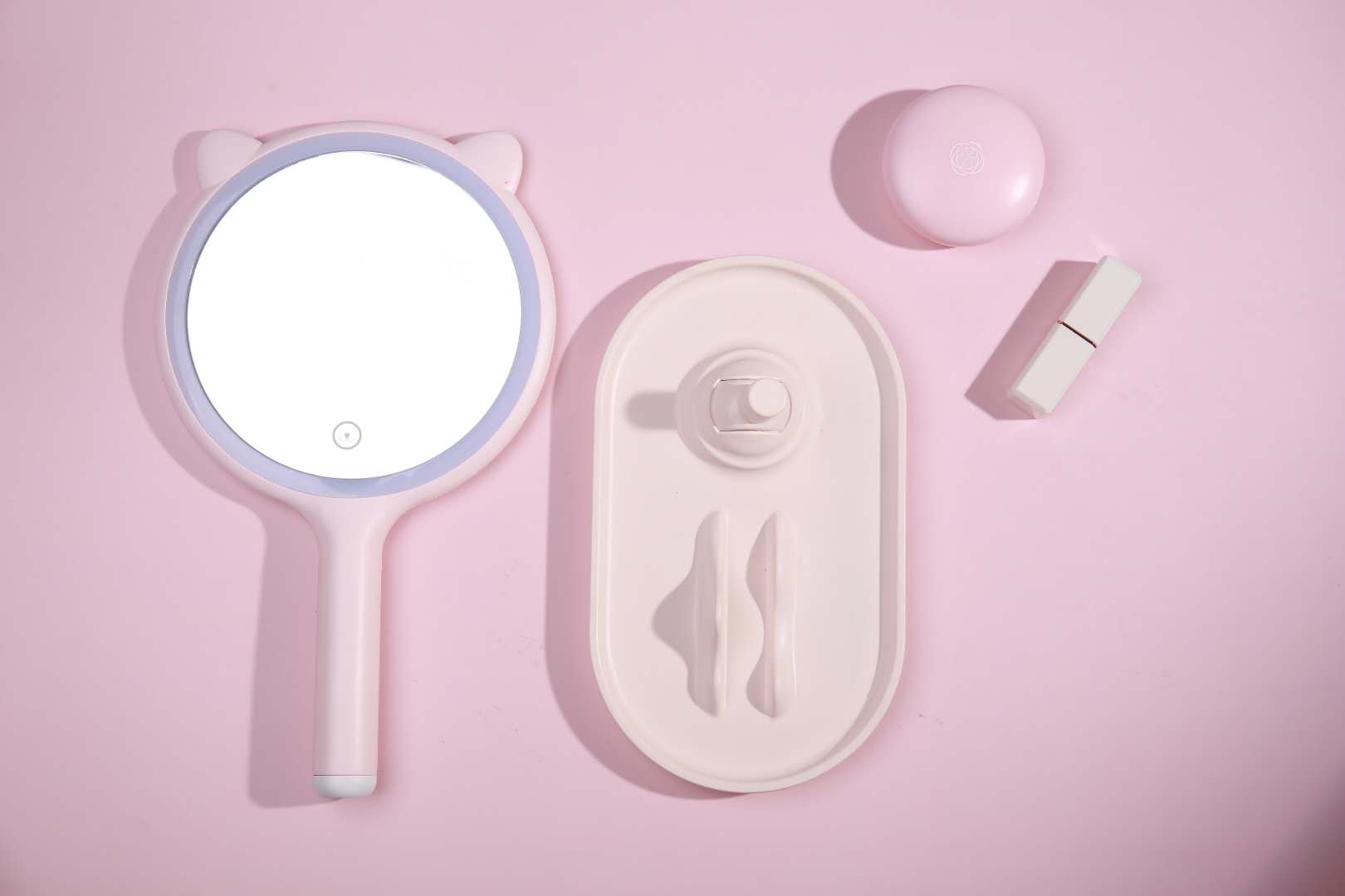 镜子化妆镜台式LED带补光宿舍桌面网红充电便携式智能手持镜大号双面梳妆镜详情图7