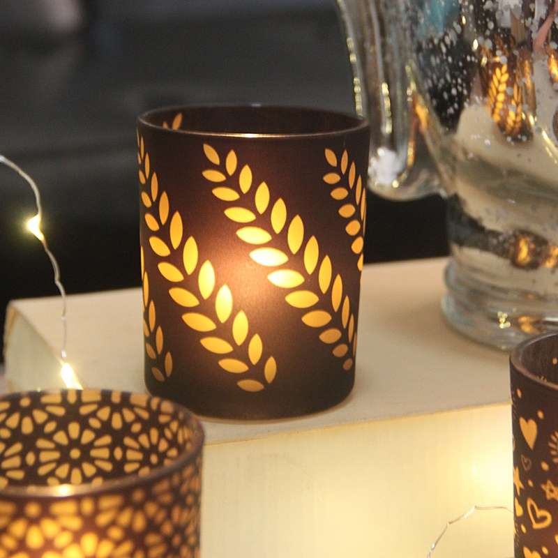 烛光晚餐玻璃烛台摆件北欧铁艺浪漫复古简约西餐家用防风蜡烛台罩细节图