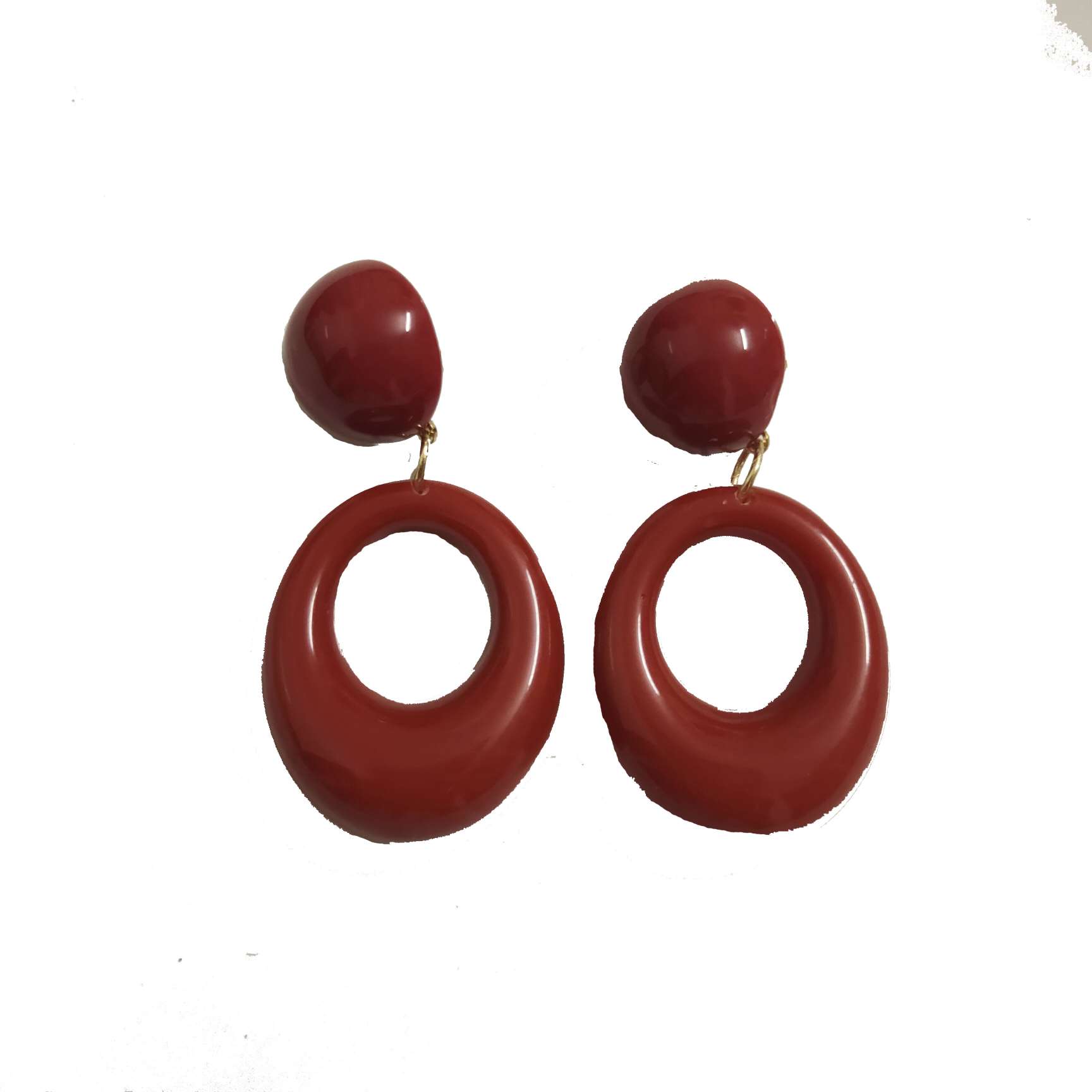 酒红色套装系列树脂耳环饰品