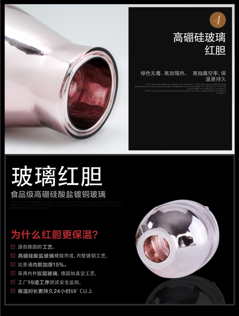 Shanghai New Home Jls-1072-1.9L 304 Stainless Steel Outside, Red Glass Inner Liner undefined