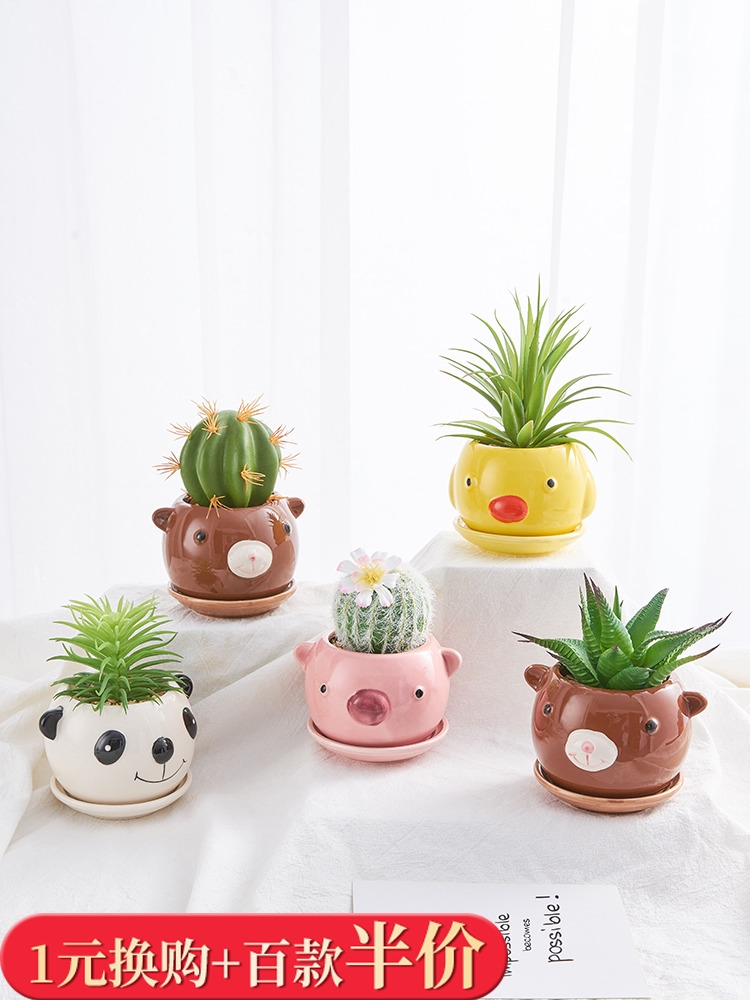 Hanlv Handicrafts Creative animal simulation succulent plant potted bonsai