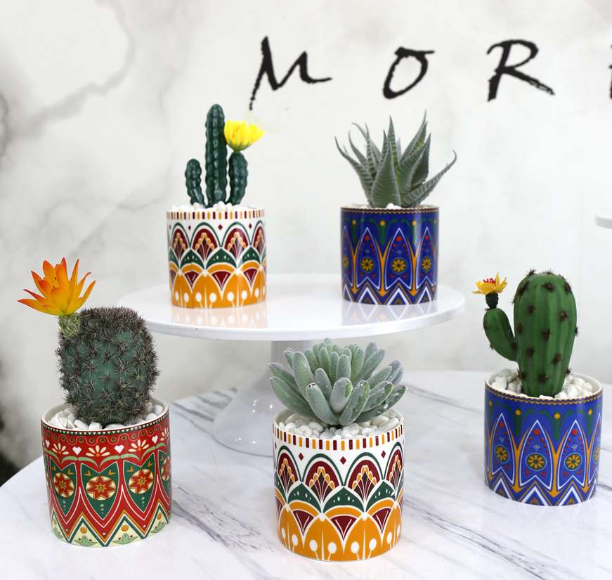 Hanlv Handicrafts Creative Ceramic Bohemian-style simulated succulent Plant potted bonsai undefined