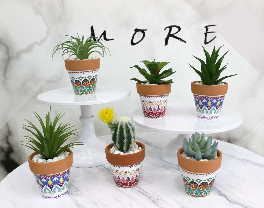 Bohemian-style creative artificial flower plant ornaments featuring simulated succulent plant potted plants and bonsai Item Picture