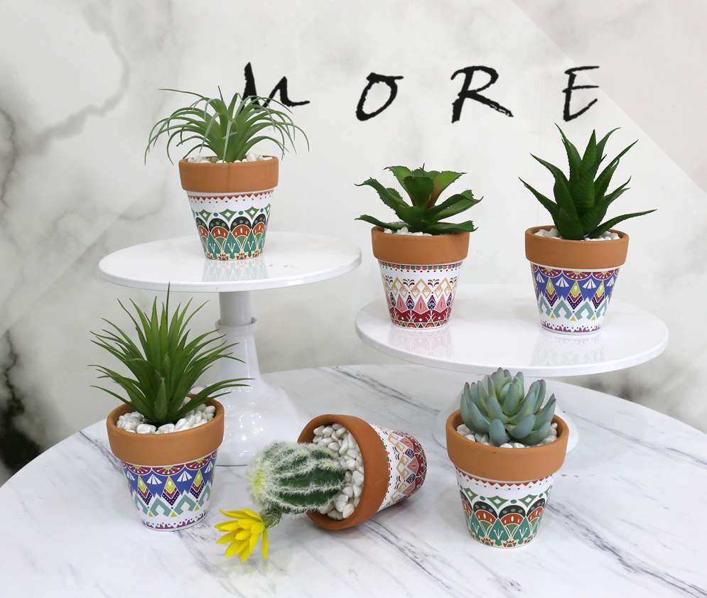 Bohemian-style creative artificial flower plant ornaments featuring simulated succulent plant potted plants and bonsai Application Scenario