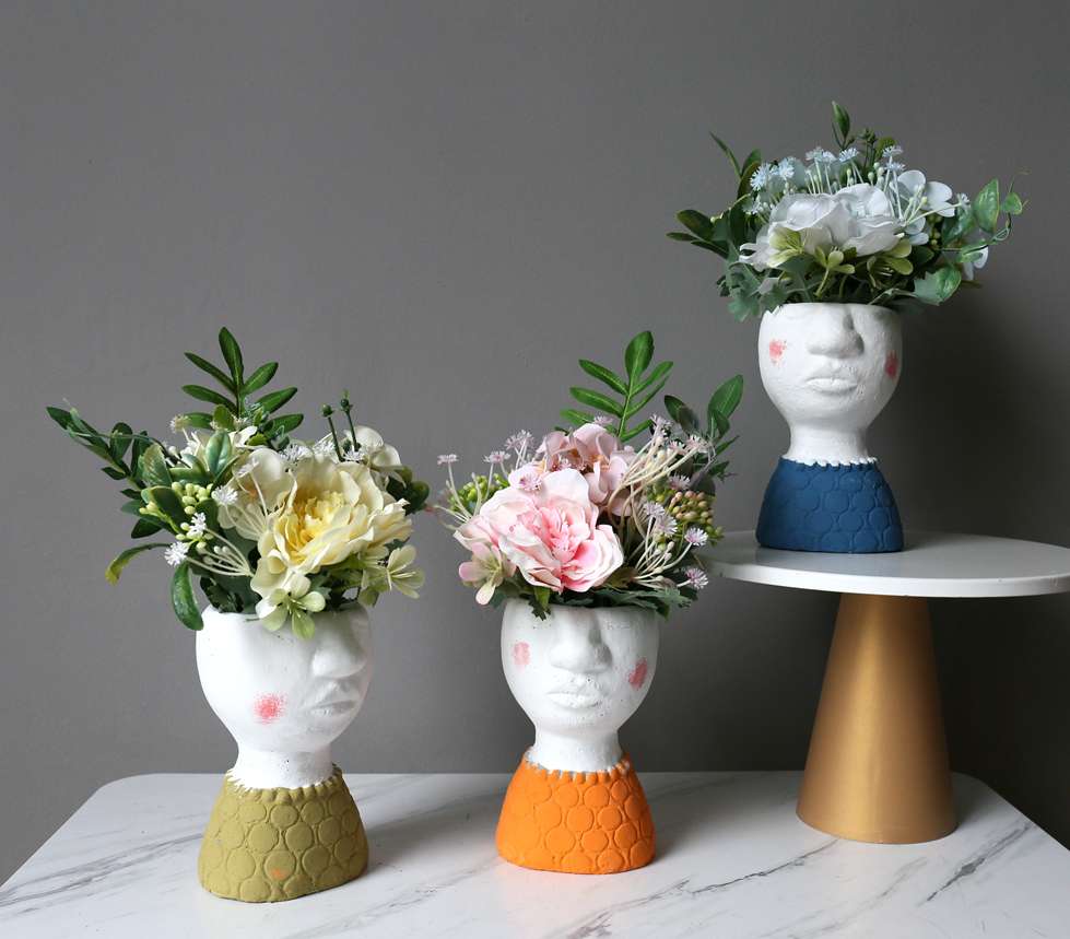 Hanlv Simulation Craft, creative and cute characters, cement simulation, succulent plant potted plants, bonsai, rural life undefined