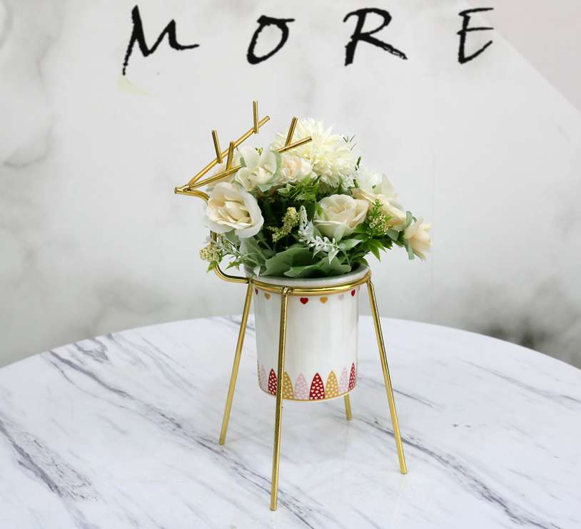 Hanlv Simulation Craft Factory Direct Sales Creative Deer Ironwork simulation flowers, artificial flowers, potted plants, bonsai, home decoration ornaments, foreign trade bestsellers details Picture