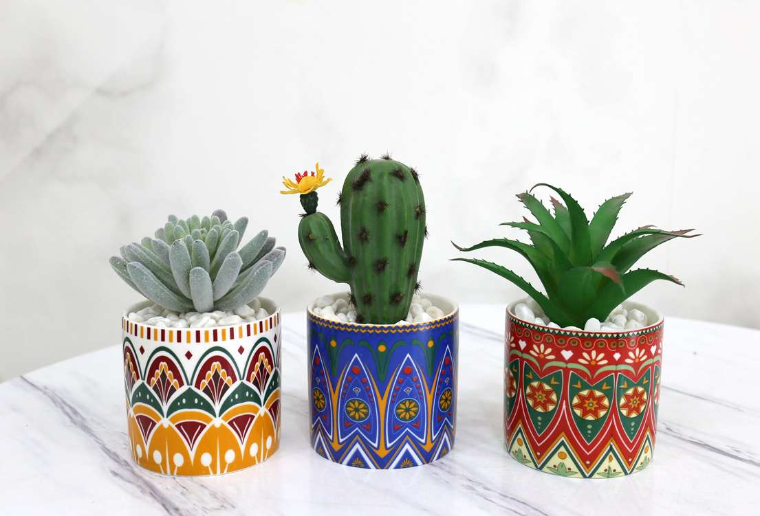 Hanlv Handicrafts Creative Ceramic Bohemian-style simulated succulent Plant potted bonsai undefined