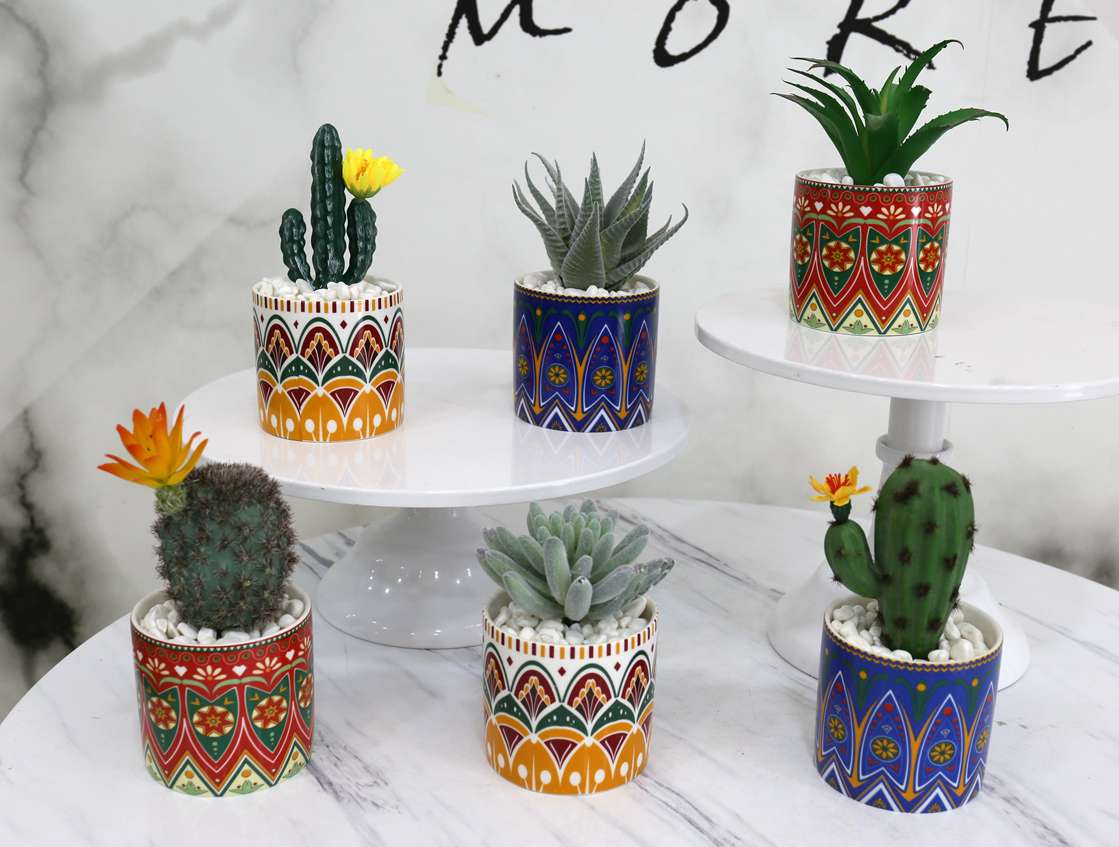 Hanlv Handicrafts Creative Ceramic Bohemian-style simulated succulent Plant potted bonsai undefined