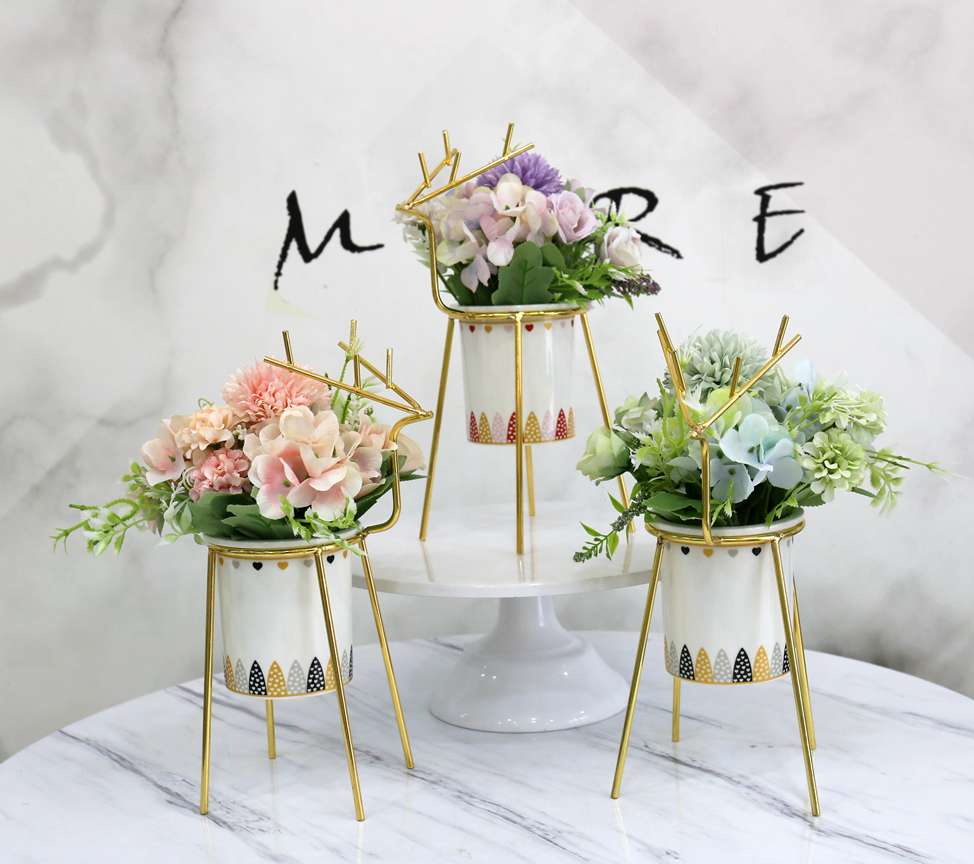 Hanlv Simulation Craft Factory Direct Sales Creative Deer Ironwork simulation flowers, artificial flowers, potted plants, bonsai, home decoration ornaments, foreign trade bestsellers undefined