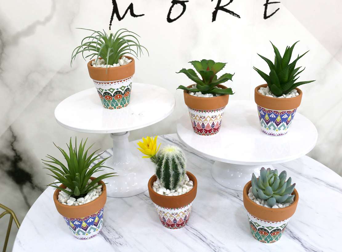 Bohemian-style creative artificial flower plant ornaments featuring simulated succulent plant potted plants and bonsai undefined