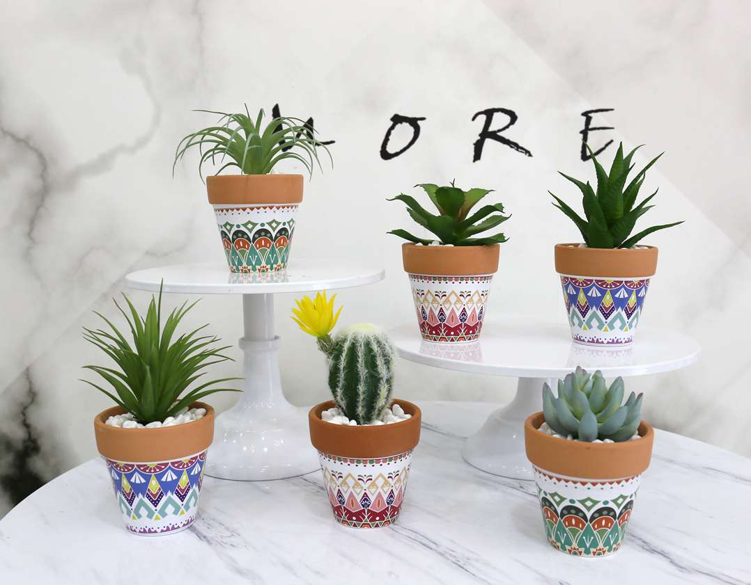 Bohemian-style creative artificial flower plant ornaments featuring simulated succulent plant potted plants and bonsai undefined
