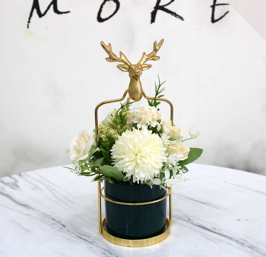 Hanlv Factory Direct sales of creative ironwork deer head artificial flowers, artificial flowers, potted plants and bonsai undefined