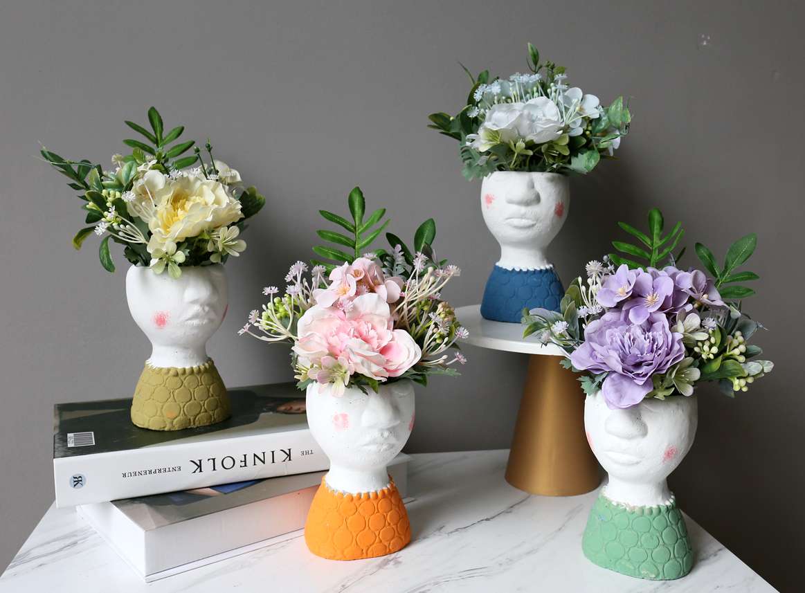 Hanlv Simulation Craft, creative and cute characters, cement simulation, succulent plant potted plants, bonsai, rural life undefined